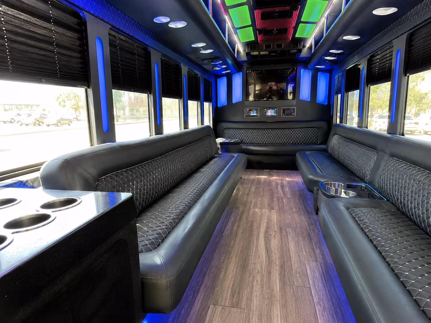 mount vernon 15 passenger party bus inside