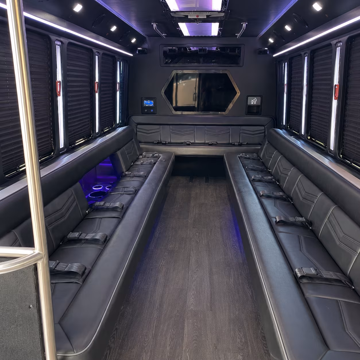 mount vernon 18 passenger party bus interior