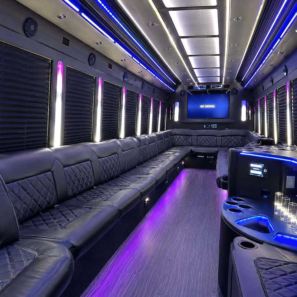 mount vernon 30 passenger party bus inside