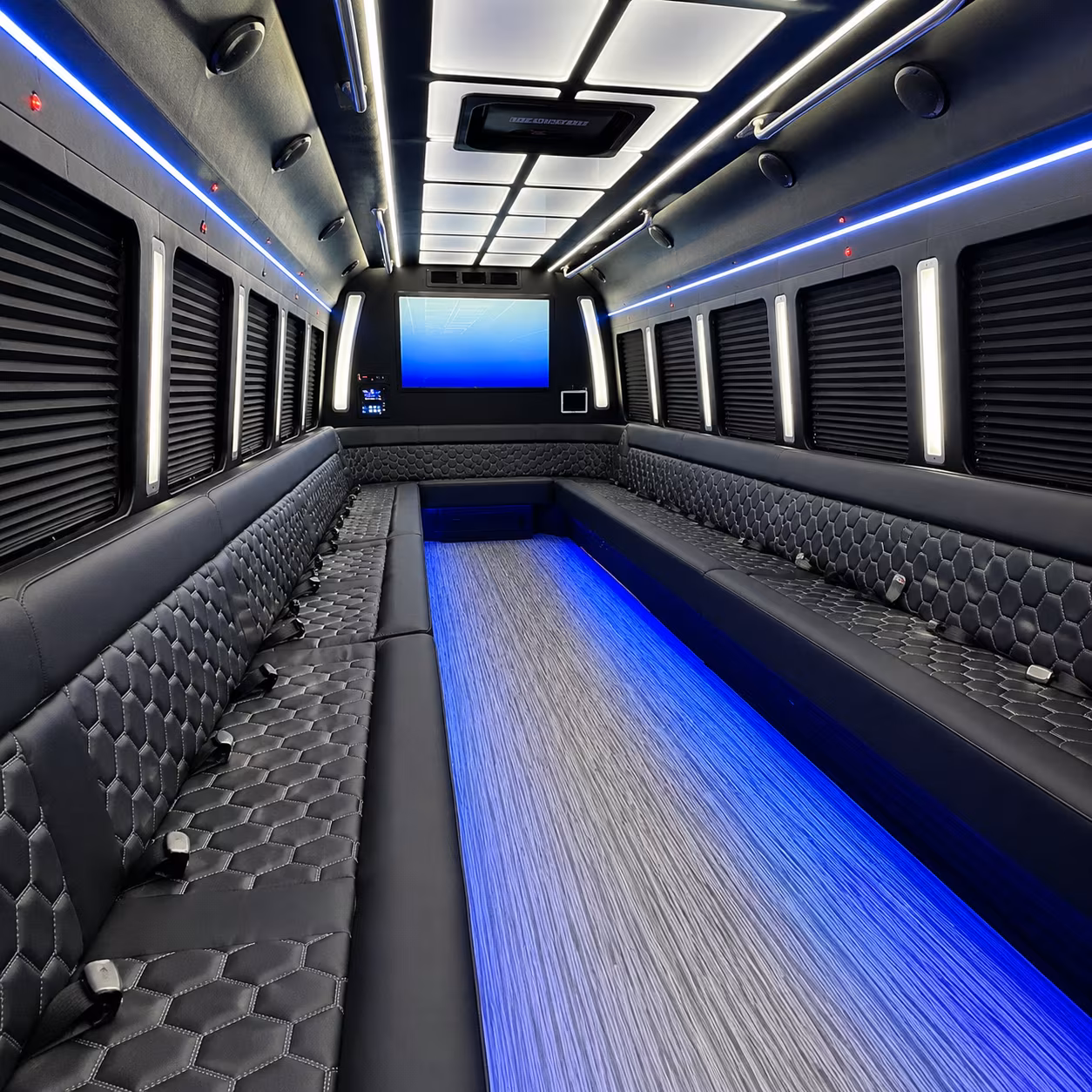 mount vernon 50 passenger party bus inside